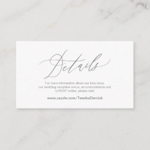 Elegant Dark Grey, Wedding Details, Online RSVP Enclosure Card