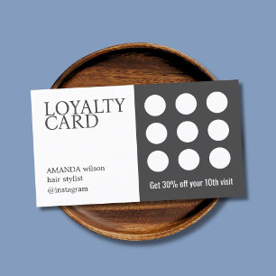 Elegant Dark Grey White Salon  Loyalty Card
