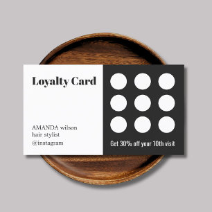 Elegant Dark Grey White Salon  Loyalty Card