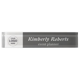 Elegant Dark Grey with Custom Business Logo Nameplate