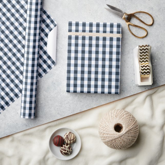 Elegant Dark Grid Pattern Wrapping Paper (Crafts)