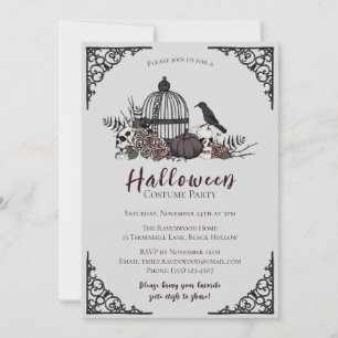 Elegant Dark Halloween Adult Costume Party Invitat Invitation