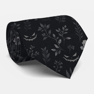 Elegant Dark Halloween Botanical Pattern – Black Tie