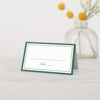 Elegant Dark Hunter Green Border Frame Wedding Place Card