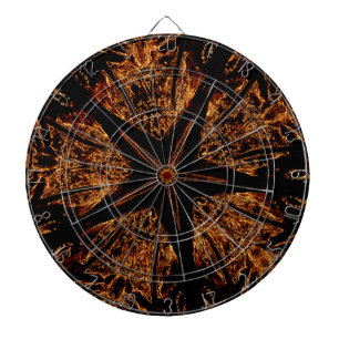 Elegant Dark Kaleidoscopic Design Black Brown Star Dartboard
