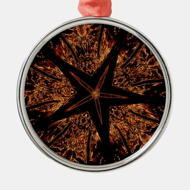 Elegant Dark Kaleidoscopic Design Black Brown Star Metal Tree Decoration (Front)