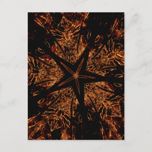 Elegant Dark Kaleidoscopic Design Black Brown Star Postcard (Front)