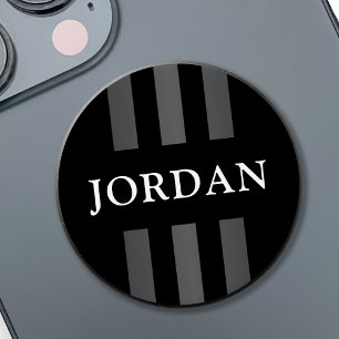 Elegant dark lines modern monogrammed black PopSocket