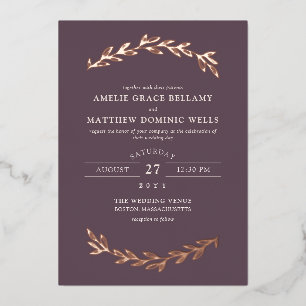 Elegant Dark Mauve & Rose Gold Greenery Wedding