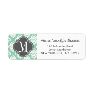 Elegant Dark Mint Damask Personalised