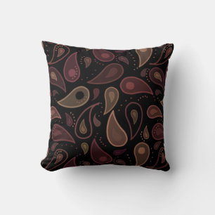 Elegant Dark Modern Paisley Pattern Cushion