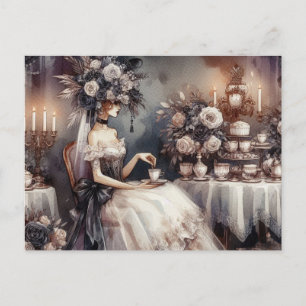 Elegant Dark Moody Bridal Tea Party  Postcard