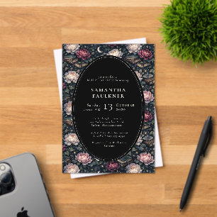 Elegant Dark Moody Floral Romantic Bridal Brunch Acrylic Invitations