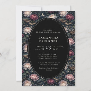 Elegant Dark Moody Floral Romantic Bridal Shower Invitation