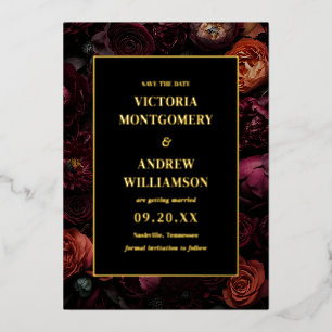 Elegant Dark Moody Floral Wedding Save The Date