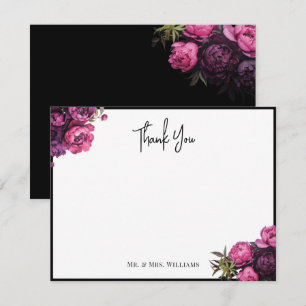Elegant Dark Moody Florals Wedding Thank You  Card
