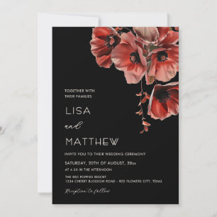 Elegant Dark Moody Red Flowers Invitation