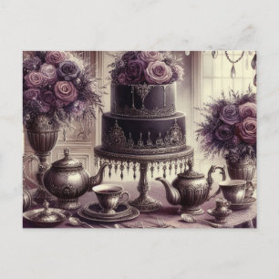 Elegant Dark Moody Tea Party Postcard