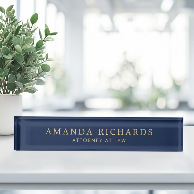 Elegant dark navy blue trendy nameplate (Elegant dark navy blue trendy desk name plate)