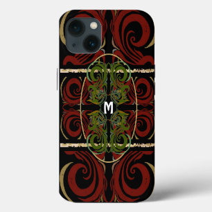 Elegant Dark Pattern Monogram iPhone 13 Case