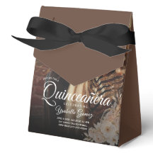 Elegant Dark Photo Quinceañera Favor Box