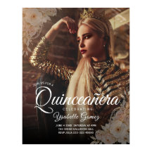 Elegant Dark Photo Quinceañera Welcome Poster