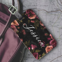 Elegant Dark Pink Burgundy Botanical Floral