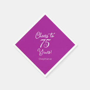 Elegant Dark Pink Cheers to 75 Years 75th Birthday Napkin