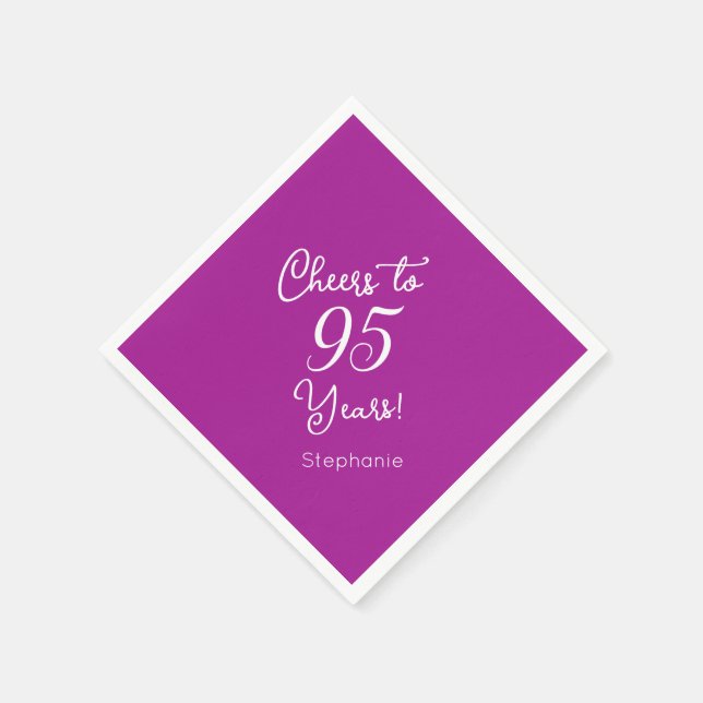 Elegant Dark Pink Cheers to 95 Years 95th Birthday Napkin (Corner)