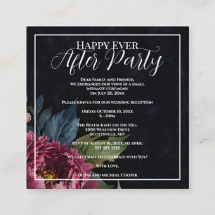 Elegant dark pink floral Happy Ever After Party Enclosure Card