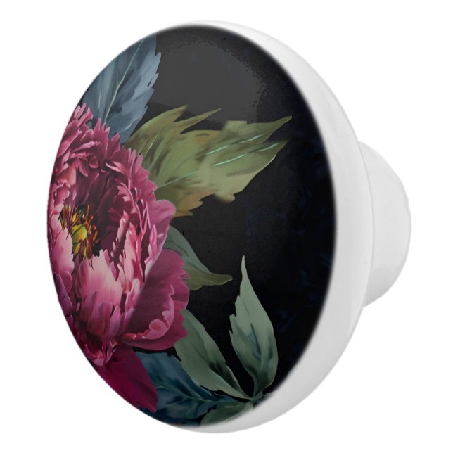 Elegant dark pink floral watercolor  ceramic knob (Right)