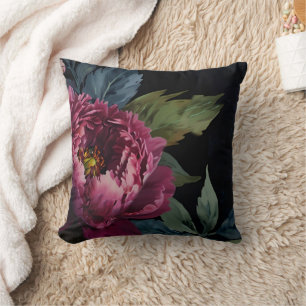 Elegant dark pink floral watercolor cushion