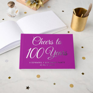 Elegant Dark Pink Foil Cheers to 100 Years Guest Book