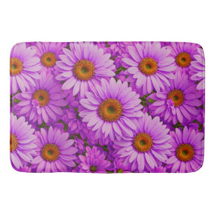 Elegant dark pink magenta floral daisies bath mat