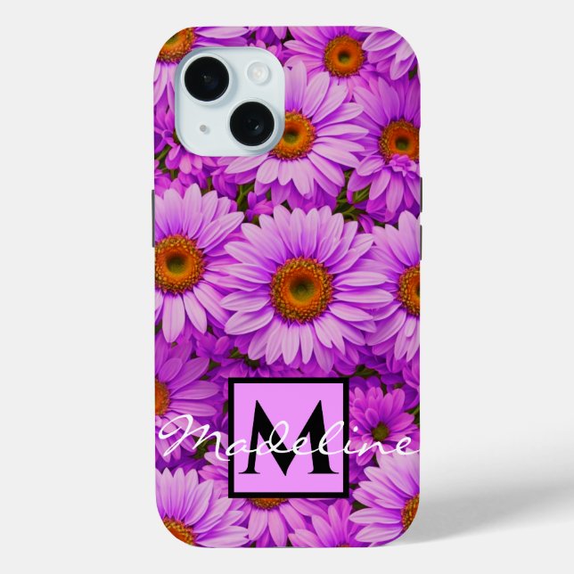 Elegant dark pink magenta floral daisies Case-Mate iPhone case (Back)