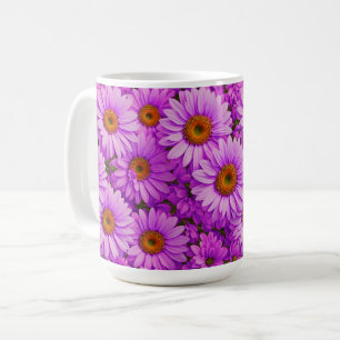 Elegant dark pink magenta floral daisies coffee mug