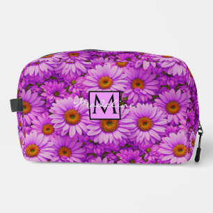 Elegant dark pink magenta floral daisies dopp kit