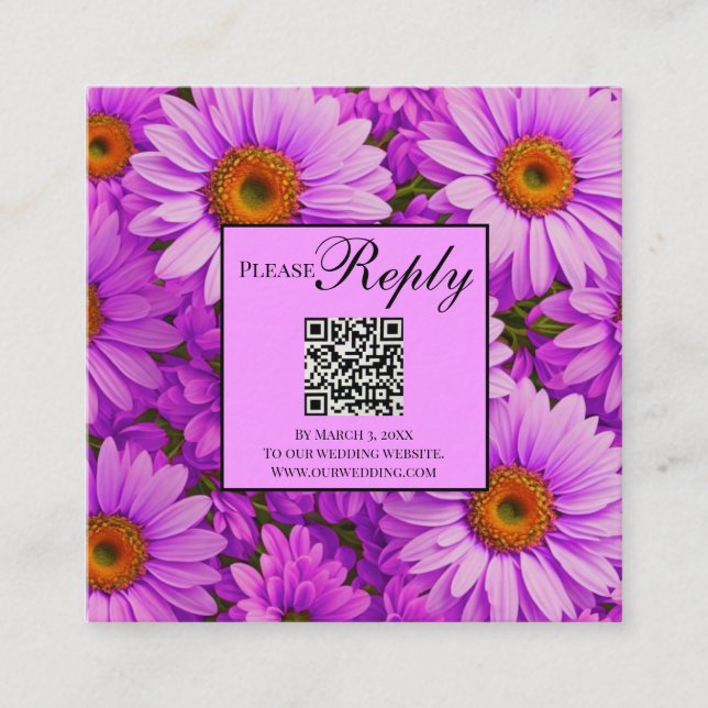 Elegant dark pink magenta floral daisies enclosure card (Front)