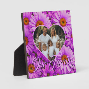 Elegant dark pink magenta floral daisies plaque