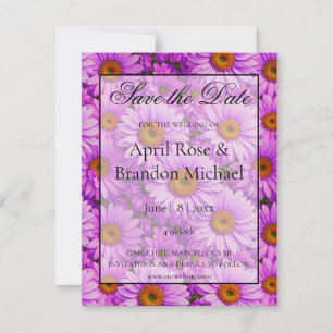 Elegant dark pink magenta floral daisies save the date