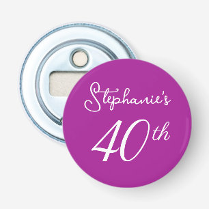 Elegant Dark Pink Monogram 40th Birthday Party Bottle Opener