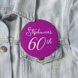 Elegant Dark Pink Monogram 60th Birthday Party 10 Cm Round Badge