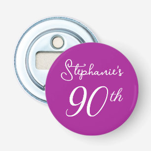 Elegant Dark Pink Monogram 90th Birthday Party Bottle Opener