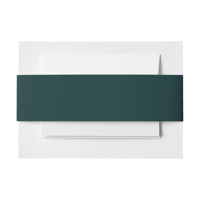 elegant dark plain green  invitation belly band (Front Example)