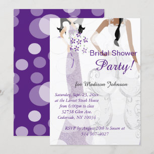 Elegant Dark Purple Bridal Shower Invitation