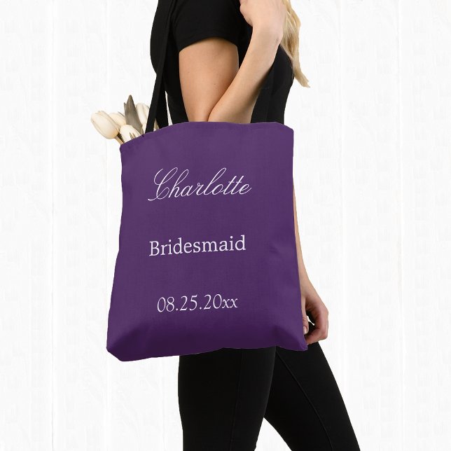 Elegant Dark Purple Bridesmaid Tote Bag (Creator Uploaded)