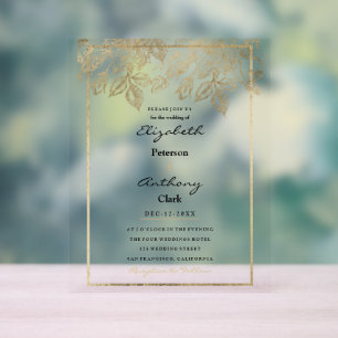 Elegant dark purple gold luxury floral Wedding Acrylic Sign