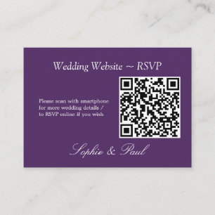 Elegant Dark Purple QR Code Website RSVP Card