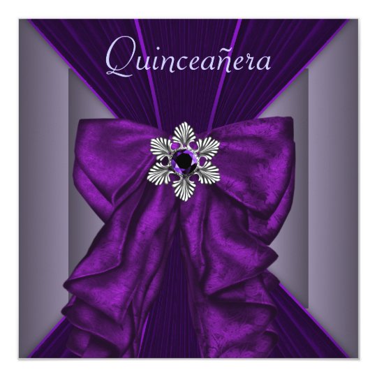 Elegant Dark Purple Quinceanera Party Card
