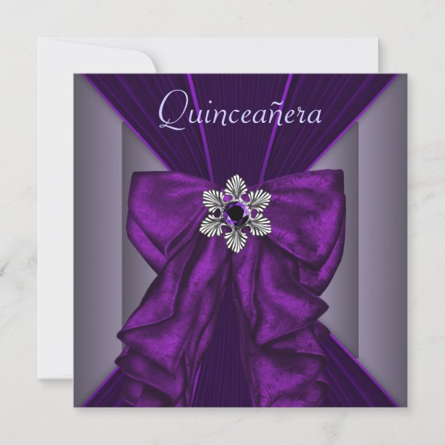 Elegant Dark Purple Quinceanera Party Invitation (Front)